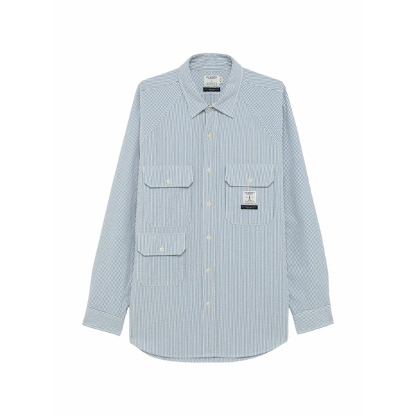 エンジニアガーメンツ メンズ プルオーバー トップス Striped seersucker-texture shirt Blue