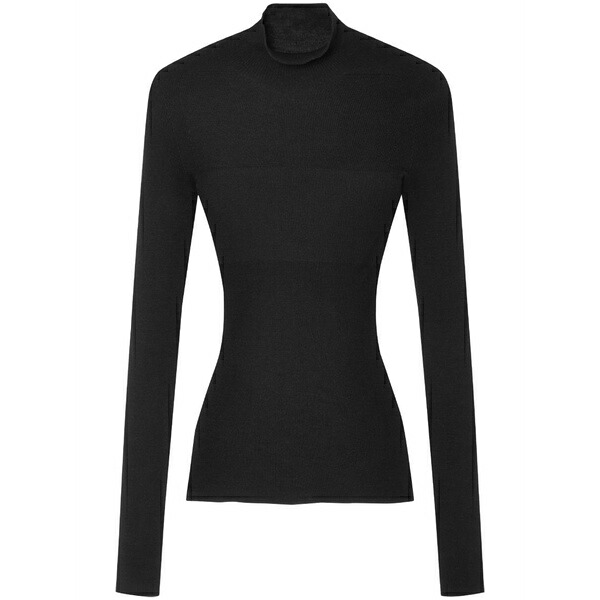 ヴェルサーチ レディース 編み物\u0026スウェーター アウター Wool ribbed-knit top Black