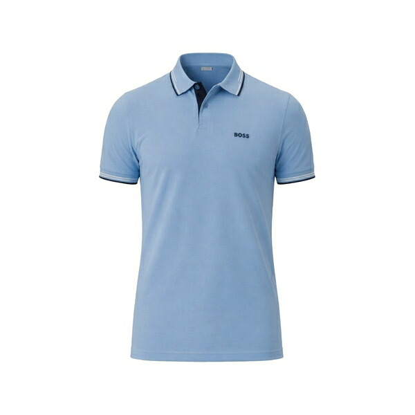 元締め メンズ スポーツシャツ トップス Striped polo shirt Blue