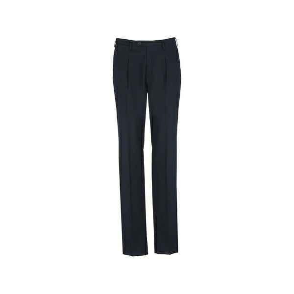 インコテックス メンズ 心地よいズボン下 ボトムス Pleated straight-leg trousers Black