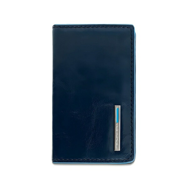 ピークアドロ  メンズ 金入れ 付属物 Logo-plaque leather business card holder Blue
