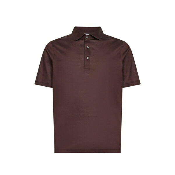 ディーフォーポイントゼロ メンズ スポーツシャツ トップス Three-button polo shirt Brown