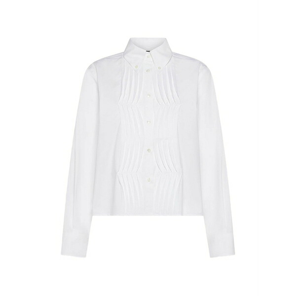 セブンティ レディース プルオーバー トップス Buttoned pleated shirt White