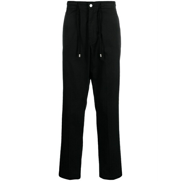 ロベルトカヴァリ メンズ 心地よいズボン下 ボトムス Logo-embroidered cotton trousers Black