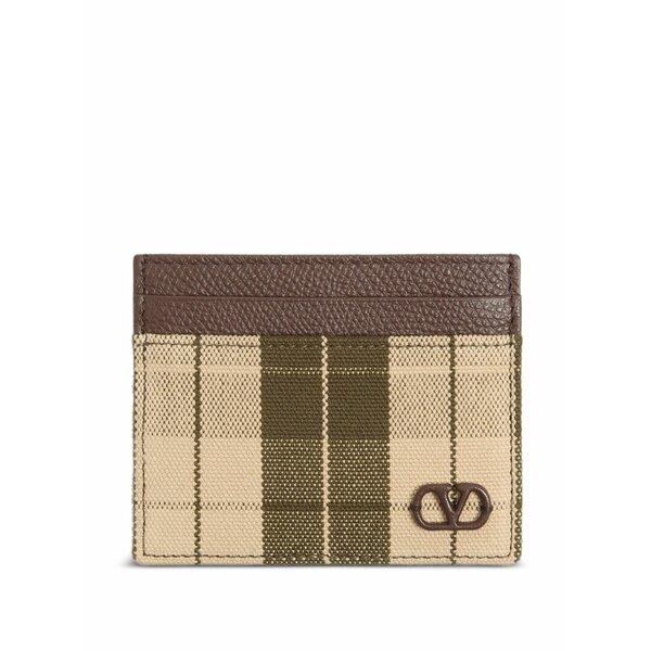ヴァレンティノ ガラヴァーニ メンズ 札入れ 佩び物 Vlogo signature cardholder インチ checked fabric Brown