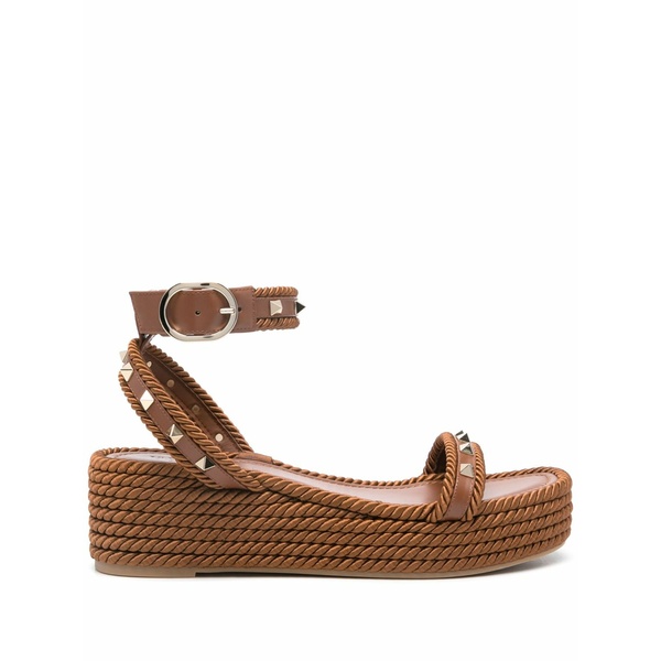 ヴァレンティノ ガラヴァーニ レディース サンダル シューズ Rockstud platform espadrilles Brown