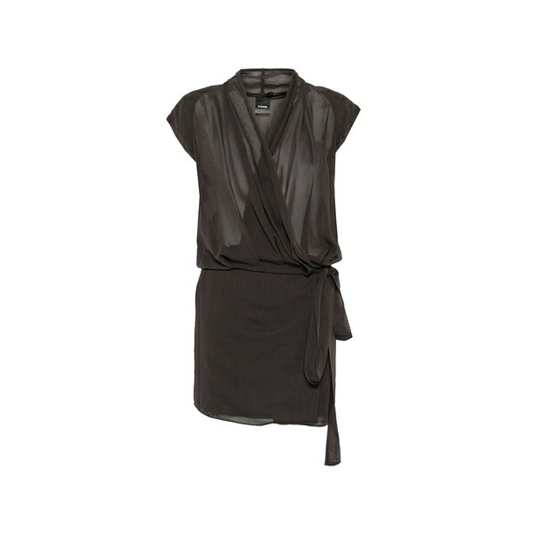 ピンコ レディース 衣裳 トップス Ardola draped tie-fastening mini dress Brown