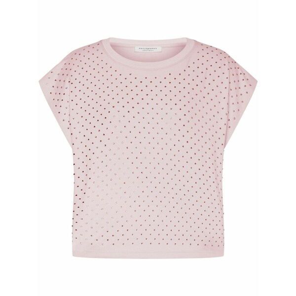 フィロソフィーデロレンゾセラフィーニ レディース ティーシャツ トップス Rhinestone-embellished cotton t-shirt Pink