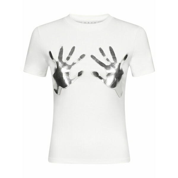 地域 レディース ティーシャツ トップス Handprint t-shirt White