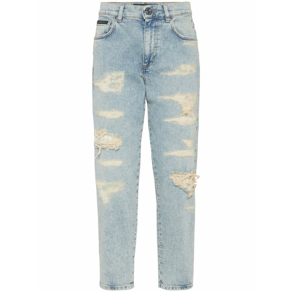 フィリップ飾り気の無い レディース ジーンズズボン下 ボトムス Ripped cropped jeans Blue