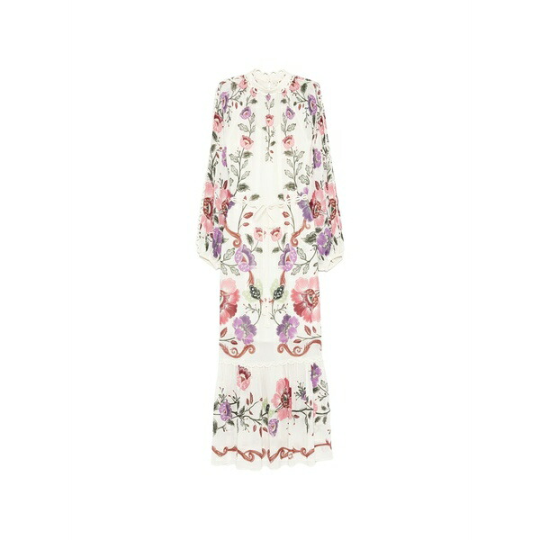 農園 リオ レディース 衣裳 トップス Maxi cream rococo flowers dress White