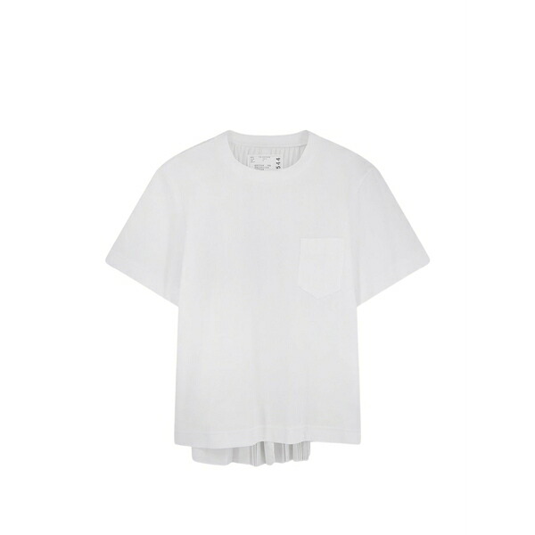 サカイ レディース プルオーバー トップス Pocket pleated t-shirt White