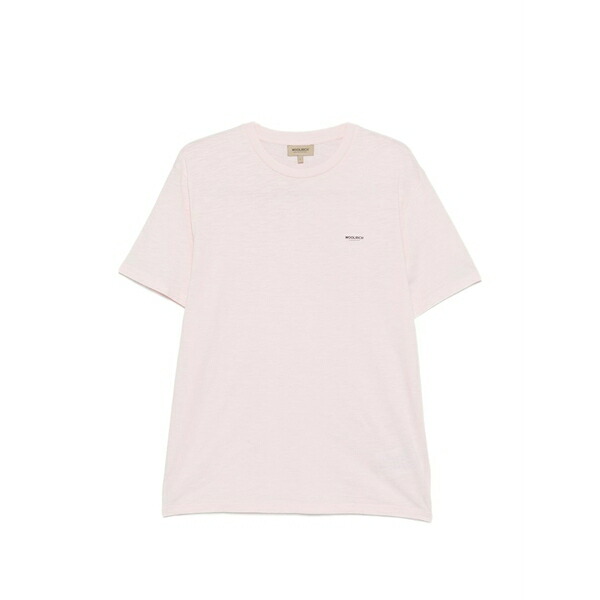 羊毛 一財産 メンズ ティーシャツ トップス Logo-print slub-texture t-shirt Pink