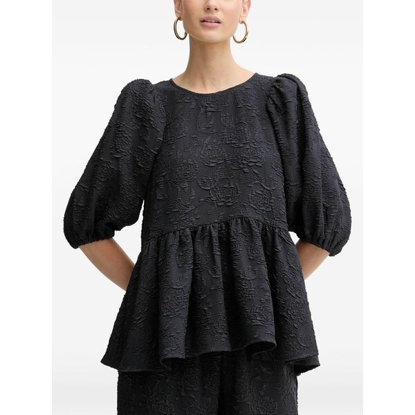 スティーヌ・ゴヤ レディース プルオーバー トップス Puffed-sleeve floral-effect top Blue