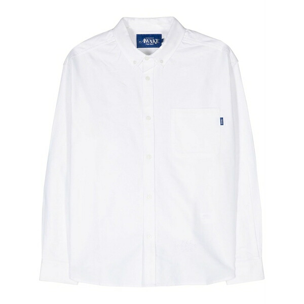 アウェイクニューヨーク メンズ プルオーバー トップス Button-down collar cotton shirt  White