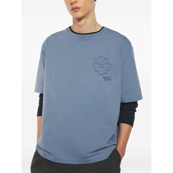 住み家 稲荷 メンズ ティーシャツ トップス Crafted daisy-appliqu￡ t-shirt Blue