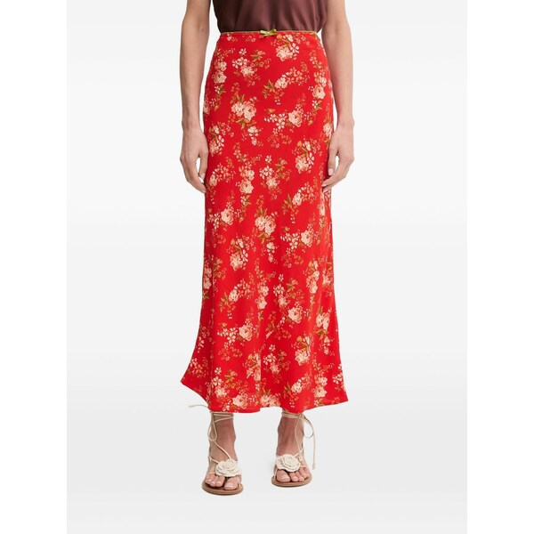ネバーフリードレスド レディース スコート ボトムス Floral long skirt Red