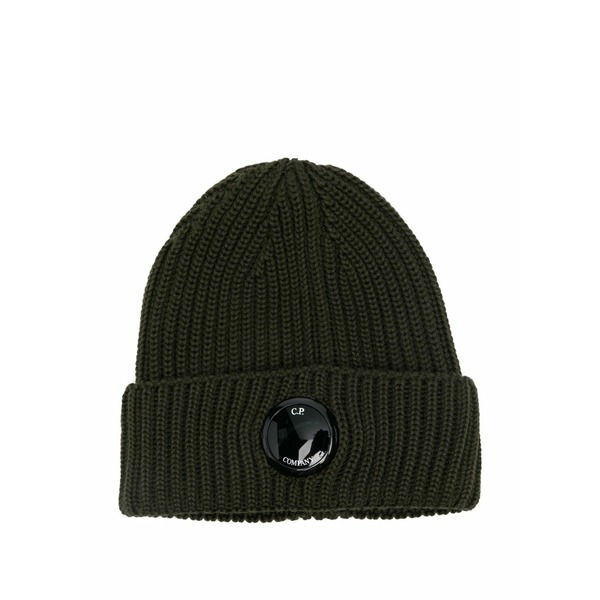 シーピーカンパニー メンズ 鳥打ち帽 付属物 Ribbed lens-detail beanie Green