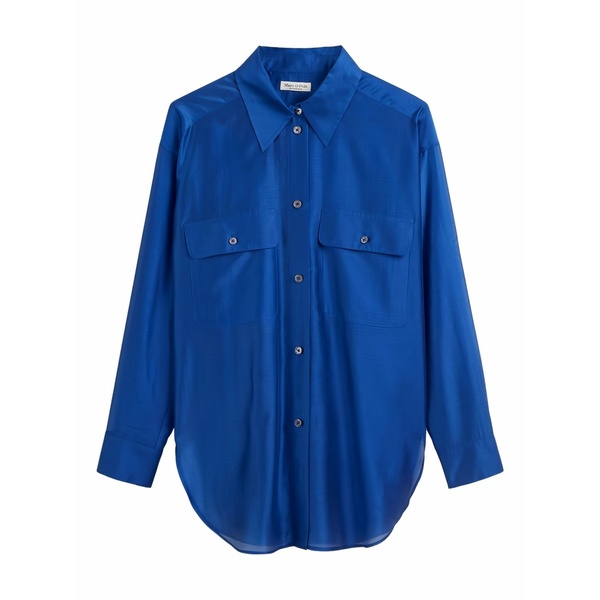 マルコポーロ レディース プルオーバー トップス Patch-pockets button-up shirt Blue