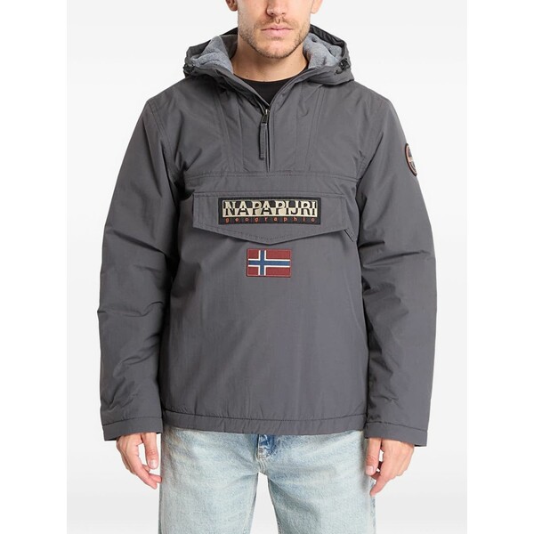 ナパピリ メンズ 上衣＆上衣 アウター Logo-patch hooded jacket Grey