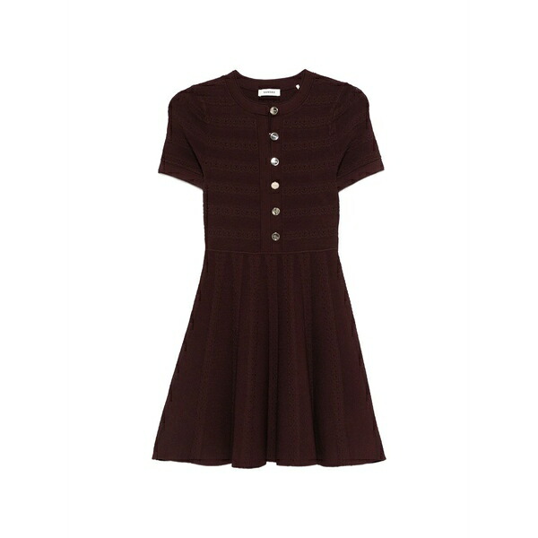 砂子ロ レディース 衣裳 トップス Mini button knitted dress Brown