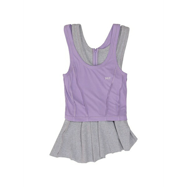ナターシャジンコ レディース カットソー トップス Layered ruffled tank top Grey｜asty