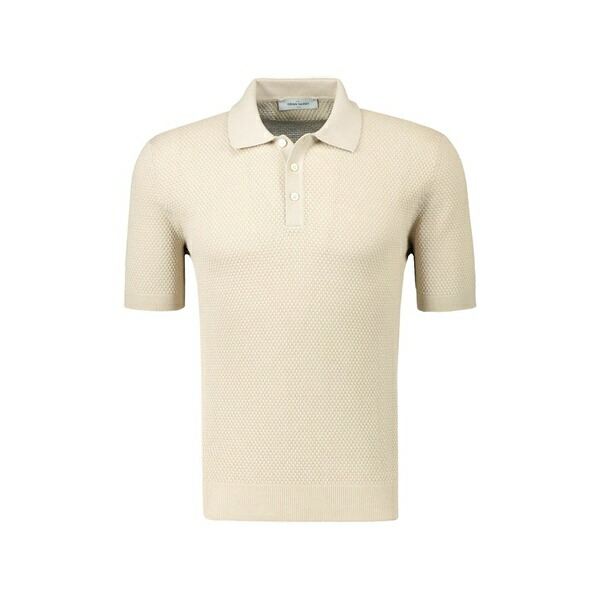 グランサッソ メンズ スポーツシャツ トップス Waffle-knit polo shirt Neutrals