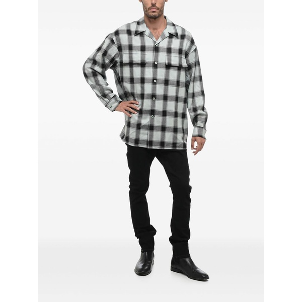 意中の女 メンズ ティーシャツ トップス Tartan-check bowling shirt Blue