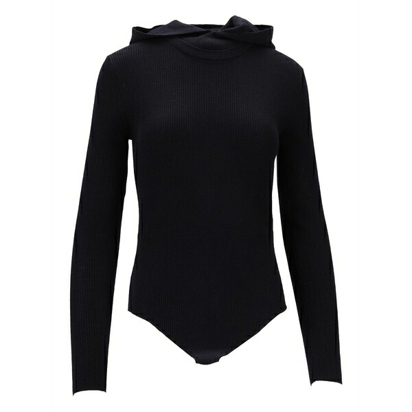 パロッシュ レディース 編み物\u0026プルオーバー アウター Hooded ribbed body Black