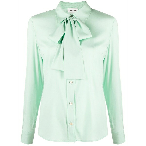 パロッシュ レディース プルオーバー トップス Pussy-bow collar silk shirt Green