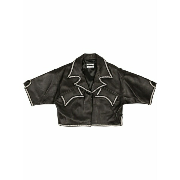 ルード レディース プルオーバー トップス Lace-trim leather shirt Black