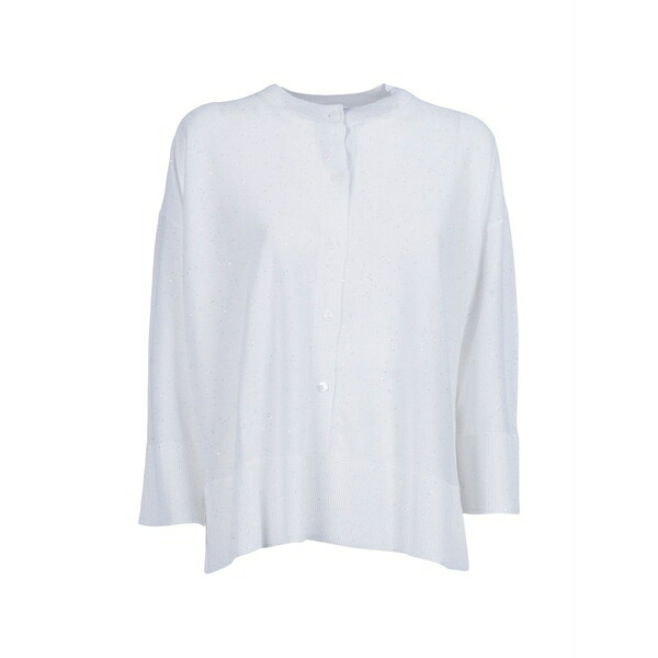 カングラ  レディース ジレー アウター Sequin-embellished button-up sweater White