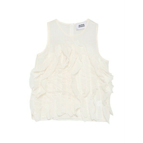アルファス テューディオ レディース プルオーバー トップス Ruffled top White