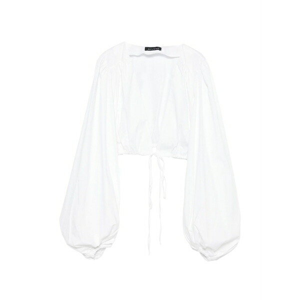 アクチュアリー レディース プルオーバー トップス Tie-fastening puff-sleeve top White