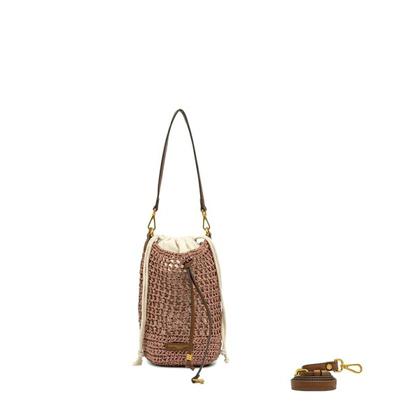 ジャンニ・キアリーニ レディース ショルダーバッグ 御徒面子 Nefeli woven drawstring bucket bag Pink