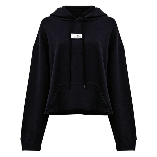 マルタンマルジェラ レディース パーカー・スウェットシャツ アウター Numbers-motif hoodie Black