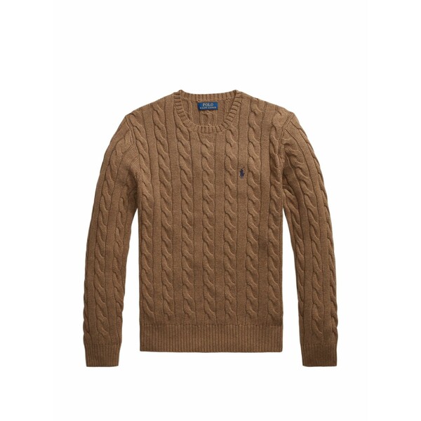 ラルフローレン メンズ 編み物\u0026プルオーバー アウター Cable-knit logo-embroidered sweater Brown