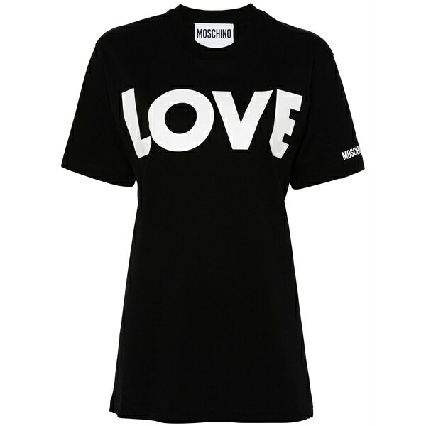 モスキーノ レディース プルオーバー トップス Text-print t-shirt   Black