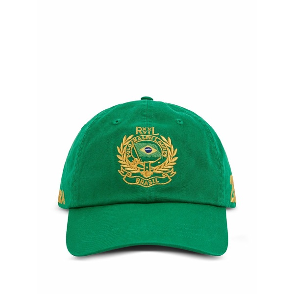 ラルフローレン メンズ かぶり笠 佩び物 Brazil logo-embroidered cotton baseball cap Green