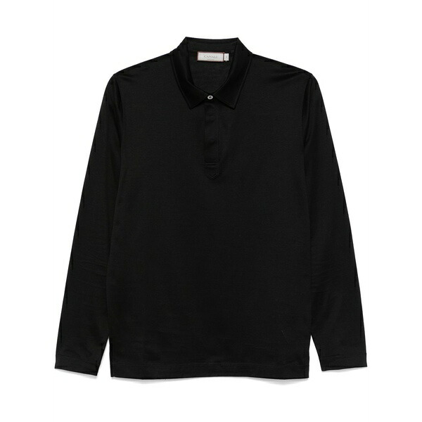 カナーリ メンズ ポロシャツ トップス Lightweight-jersey polo shirt Black|asty