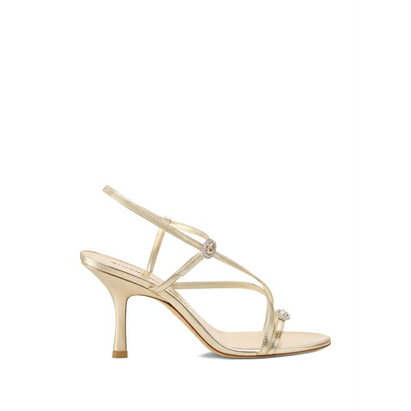 スチュアート ワイツマン レディース サンダル シューズ Kensington strappy crystal-embellished heeled sandals Gold