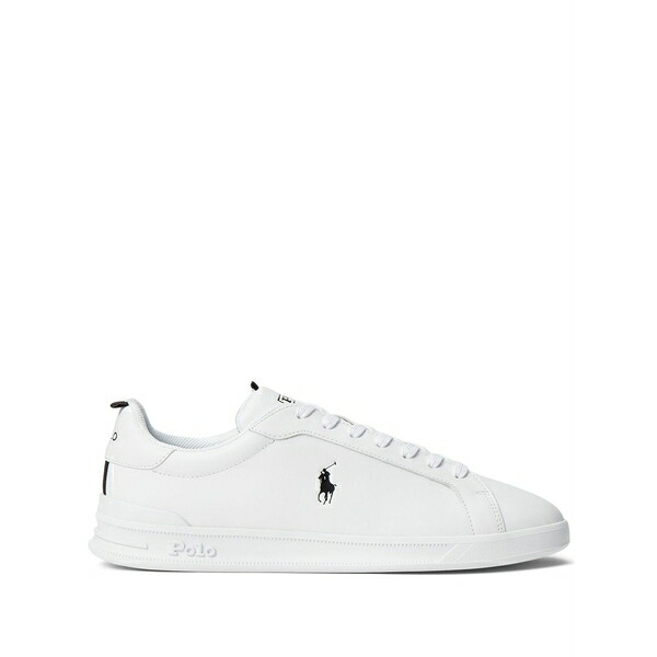 ラルフローレン メンズ スニーカー シューズ Heritage court ii logo-print leather sneakers White
