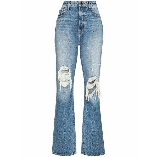 紙凧 レディース ジーンズズボン下 ボトムス Danielle high-waisted distressed jeans Blue