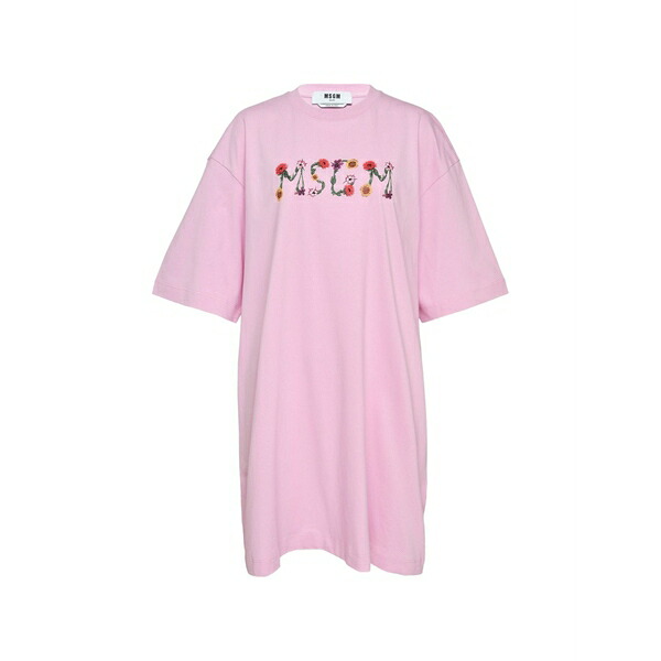 エムエスジイエム レディース 衣裳 トップス Floral-logo mini t-shirt dress Pink