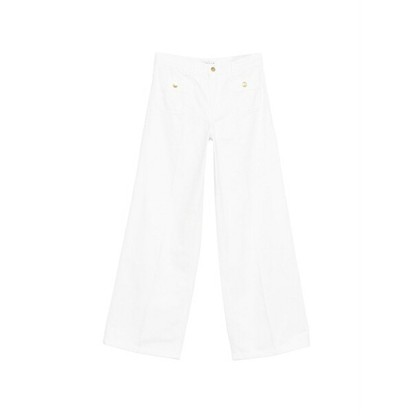 トミー ヒルフィガー レディース ジーンズズボン下 ボトムス Button-embellished denim trousers White