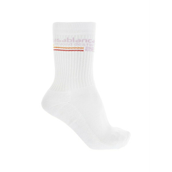 カサブランカ メンズ ソックス アンダー御召しもの Logo-intarsia ribbed socks White