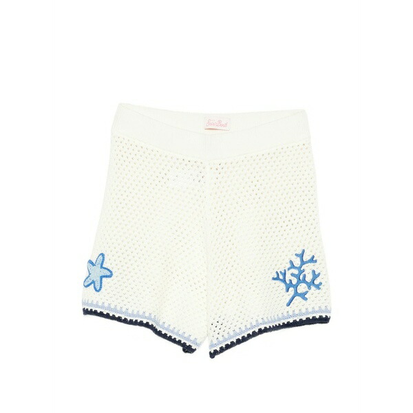 エムシーツーセイントバース レディース 心地好いズボン下 ボトムス Yvette crochet-knit coral-embroidered shorts Neutrals