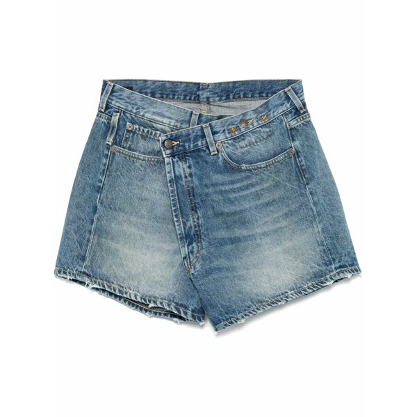 アールサーティーン レディース 心地よいズボン下 ボトムス Frayed denim shorts Blue