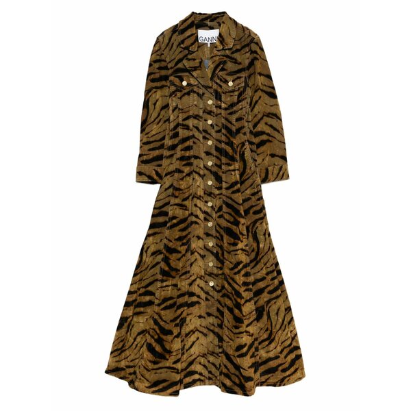 ガニー レディース 衣裳 トップス Tiger-pattern button-up maxi dress Brown