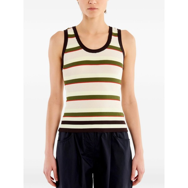 ヴィコロ レディース カットソー トップス Striped ribbed-knit top Neutrals